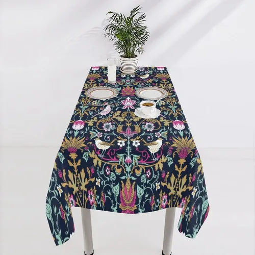 Miniatura 19 de Mantel Floral Retro de Pájaros, Diseño Original Bohemio William Morris Estampado Cubierta de Mesa para Hogar Picnic Fiesta Comedor Cocina William