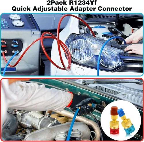 Miniatura 4 de 2 adaptadores R1234yf a R134a, kit de acopladores rápidos, kit de recarga de refrigerante R1234yf, adaptadores de lado alto/bajo R134a a R1234yf