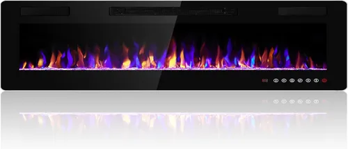 Miniatura 12 de Electactic Chimenea eléctrica de 42 pulgadas, chimenea eléctrica empotrada y montada en la pared con control remoto, calentador de chimenea