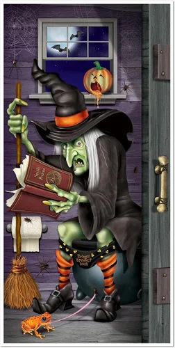 Miniatura 10 de Halloween cubierta de puerta con diseño de bruja 30 pulgadas x 5 pies Accesorio para fiesta, Paquete de 1, Not Applicable