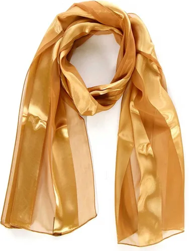 SERENITA Bufandas para mujer, ligeras, suaves y sedosas, de 60 pulgadas de largo, de gasa, de satén, a rayas, color dorado, rojo, rosa, negro, más