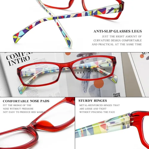 Miniatura 5 de Paquete de 5 lentes de lectura para computadora para hombres y mujeres, antifatiga ocular, lentes de bloqueo de luz azul para leer (5 mezcla-3, 1.75)