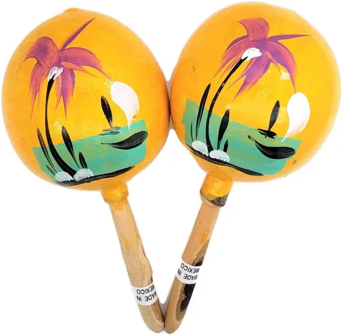 Miniatura 4 de Maracas de madera auténtica mexicana de 8 pulgadas hechas a mano (paquete de 2) (verde)