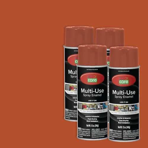 Miniatura 23 de Pintura en aerosol, 12 onzas, paquete de 6 (mezcla de colores cálidos: blanco brillante, rojo rubí, naranja, amarillo, marrón, negro brillante)