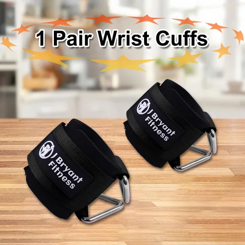 Miniatura 6 de J Bryant Muñequeras de fitness para máquinas de cable, correas de muñeca ajustables resistentes con acolchado de neopreno de 0.276 in para Negro