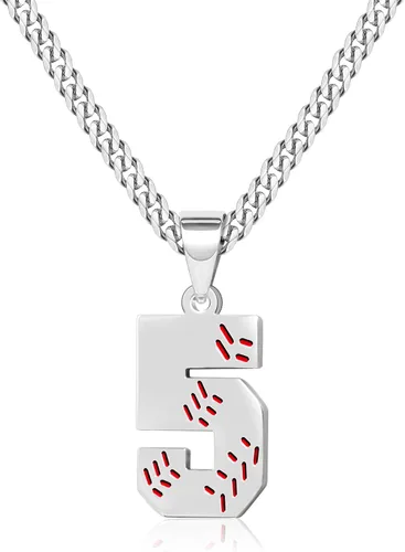 Miniatura 28 de Btysun Collares de béisbol de béisbol número 0-99 dijes de acero inoxidable para hombres, regalos de béisbol, papá, marido, regalo de Navidad