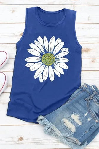 Miniatura 3 de Asvivid - Camisetas sin mangas para mujer, holgada, con cuello redondo, estampado de letras, diente de león, para verano, casuales