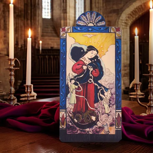 Miniatura 4 de Modern Artisans Our Lady Undoer of Knots - Placa de San Retablo Patrona, 3.4 x 8.25 pulgadas