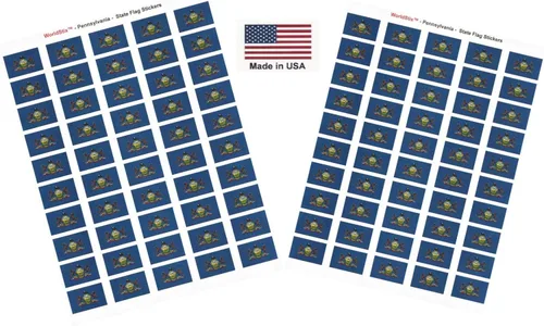 Miniatura 197 de 100 calcomanías de la bandera de Alaska; 1.5" x 1" hechas en Estados Unidos, calcomanías autoadhesivas de la bandera del estado para álbumes