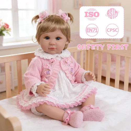 Miniatura 6 de EKOKIZ - Muñeca de bebé realista de 22 pulgadas, muñeca recién nacida con cuerpo de tela suave, muñecas Reborn de bebés realistas, lindas niñas