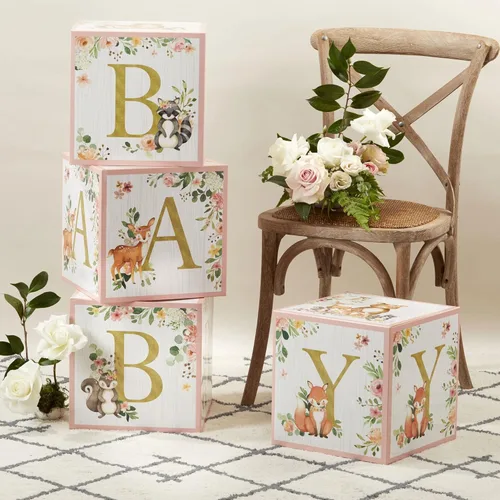 Miniatura 3 de Cajas de bebé rosa de bosque de Kate Aspen con letras para decoración de baby shower, foto de exhibición y decoración de guardería