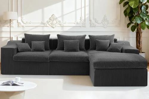 Miniatura 31 de Homguava Sofás modulares seccionales para sala de estar, sofá nube de 101 pulgadas con diván en forma de L, cómodo sofá de sala de estar con asiento