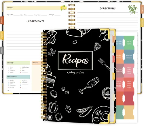 Libro de recetas para escribir en tus propias recetas, libro de recetas en blanco, cuaderno de recetas de tapa dura, diario de recetas con capacidad