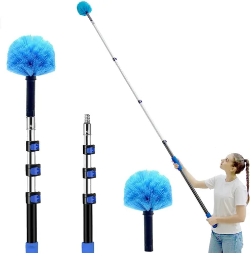 Miniatura 8 de MAYKI Plumeros de alto alcance de 20 pies para limpiar 5 piezas, plumeros de ventilador de techo con poste de extensión, plumero de telaraña