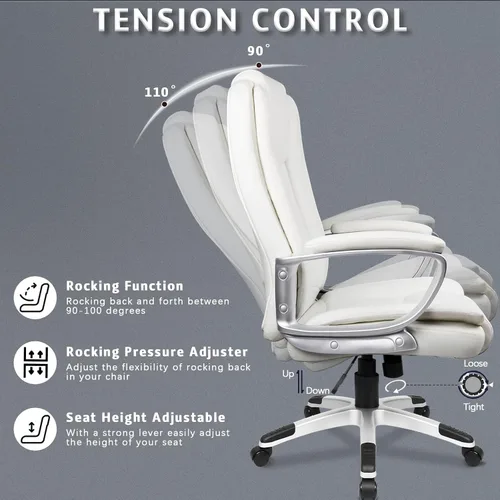 Miniatura 7 de LEMBERI Silla de escritorio de oficina, silla ejecutiva gerencial grande y alta, silla de computadora con respaldo alto, sillas ergonómicas de piel