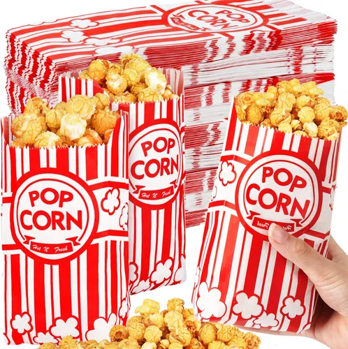 500 bolsas de papel para palomitas de maíz para fiestas, 1 onza, pequeñas porciones individuales vintage, contenedores de palomitas de maíz, bolsas
