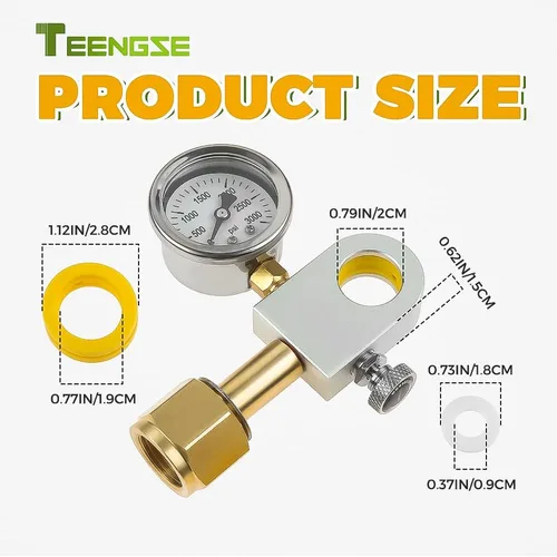 Miniatura 6 de Adaptador de recarga de CO2 con medidor de presión, adaptador rápido de repuesto de carbonatador de intercambio de soda plateado TEENGSE compatible