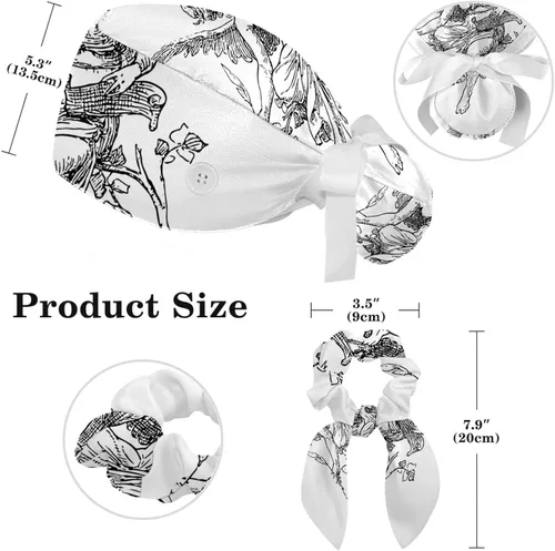 Miniatura 2 de Women's Working Caps with Bow Hair Scrunchy Long Hair Cover Ribbon Lace-Up Hat Sharks Sea Ocean
