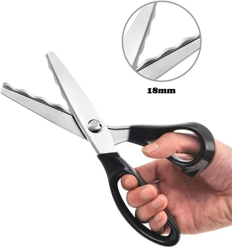 Miniatura 2 de Tijeras profesionales de costura para costura, tijeras profesionales de acero inoxidable con agarre cómodo, cuchillas dentadas y festoneadas
