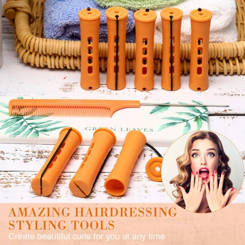 Miniatura 5 de WILLBOND - 36 piezas de varillas de onda fría para permanente de cabello, varillas de rizado con peine de cola de rata de acero para peinado