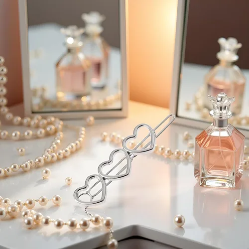 Miniatura 4 de Horquilla de aleación de corazón hueco de plata para el cabello, pinzas para el cabello, accesorios para el cabello para mujer y niñas