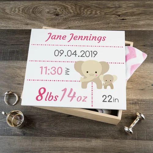 Miniatura 23 de Caja de recuerdo personalizada para bebé (huellas azules, regulares)