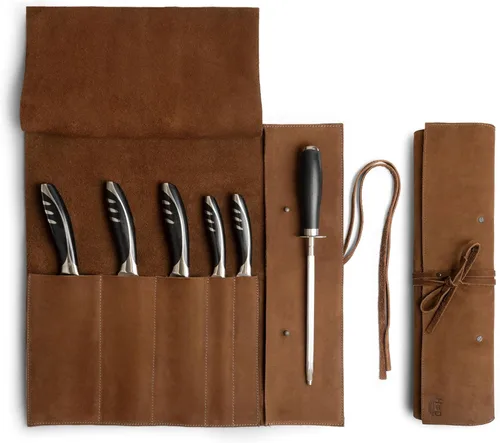Estuche de cuero rústico para cuchillos, bolsa duradera para cuchillos de chef para chefs profesionales, bolsa de rollo de cuchillos, funda de
