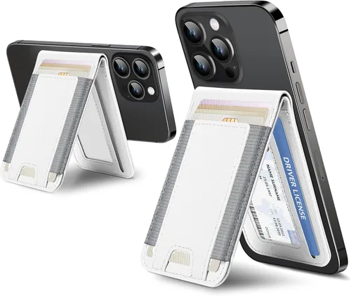 Miniatura 19 de ExtreLife para billetera Magsafe, soporte ajustable, ventana de identificación abierta, billetera magnética para iPhone 17/16/15/14 Pro Max/14 Rosa