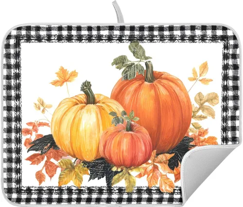 Miniatura 12 de Tapete de secado de platos de hojas de otoño y girasol, almohadilla absorbente de secado rápido, protector para encimera de cocina, 16 x 18 pulgadas