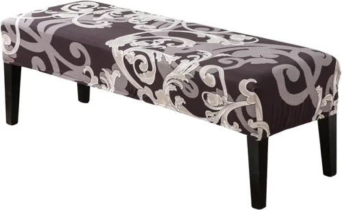 Miniatura 12 de CRFATOP Funda de cojín rectangular estampada para banco de comedor, elástica, extraíble y lavable, protector de banco tapizado para comedor, sala
