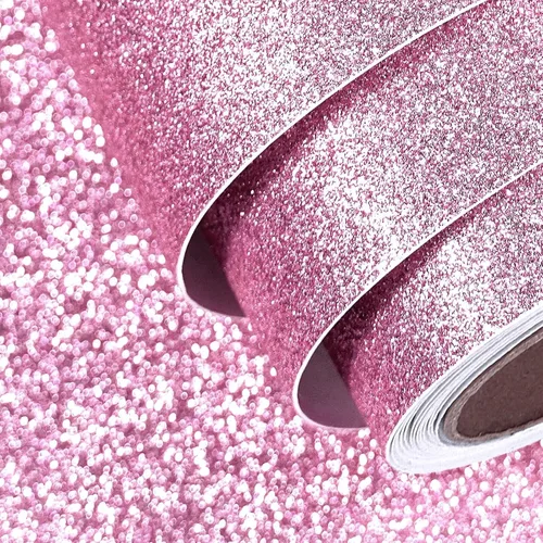 Miniatura 8 de FunStick Papel tapiz de 16 x 240 pulgadas con purpurina rosa claro, autoadhesivo, papel de contacto con purpurina rosa para armarios, aparadores