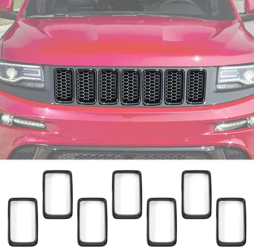 Miniatura 5 de JeCar Kit de embellecedores de parrilla con clip para Jeep Grand Cherokee 2014-2016, color negro
