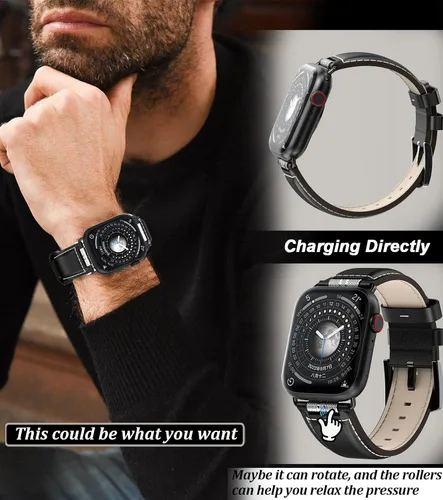 Miniatura 4 de Caseultra Correas de cuero compatibles con Apple Watch Band 1.929 in 1.772 in 1.732 in 1.654 in 1.614 in 1.575 in 1.496 in para hombre, correa