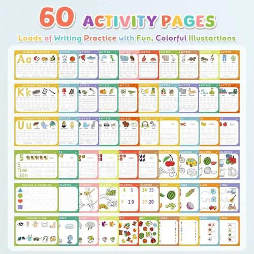 Miniatura 3 de Fabeto Actividades de aprendizaje preescolar Libro de trabajo educativo: Libro de seguimiento de práctica de escritura a mano de prek - Juguetes