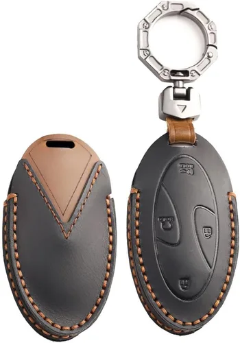 Miniatura 9 de KUNIO Funda de cuero para llavero Hyundai Ioniq 5 Ioniq 6 2026 Santa Cruz 2025 Palisade Accesorios, 7 Botones Marrón