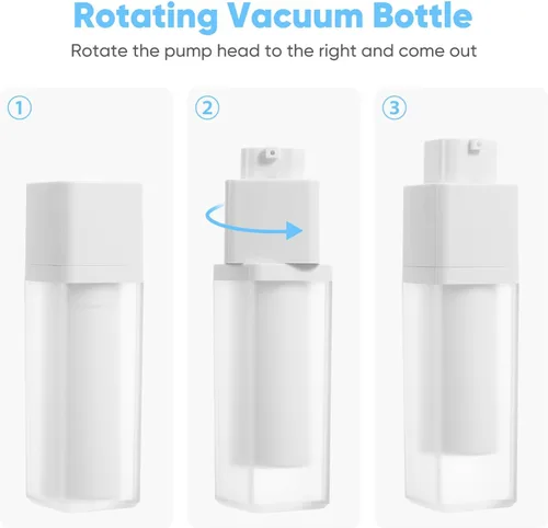 Miniatura 2 de minkissy Loción Crema Bomba Envase Airless Skincare Botellas 0.5 fl oz+1.0 fl oz+1.7 fl oz Dispensador de botellas cosméticas estirable recargable