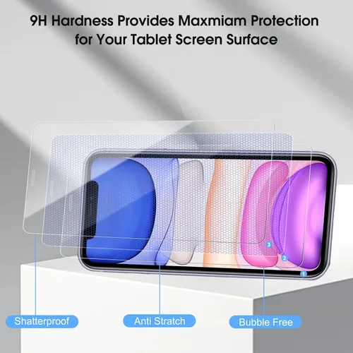 Miniatura 2 de Qularlans Paquete de 3 protectores de pantalla de vidrio templado compatibles con iPhone 11/XR, dureza 9H, resistente a los golpes, vidrio templado