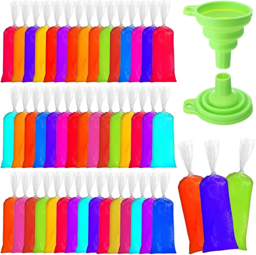 Miniatura 11 de Hoolerry 600 bolsas desechables para paletas de hielo, bolsas de plástico para helado con embudo plegable de silicona para hacer helados de yogur