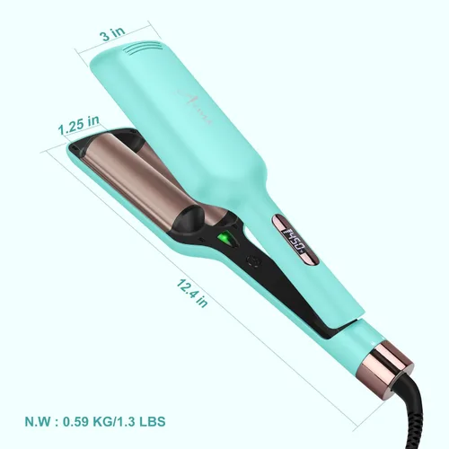 Miniatura 8 de 32mm (1.25") Aima Beauty Twins Sirena Ondas Sueltas Rizador de Cabello, Rizador de 2 Barriles con Protección Anti-Quemaduras, Rizador de Pelo, Verde