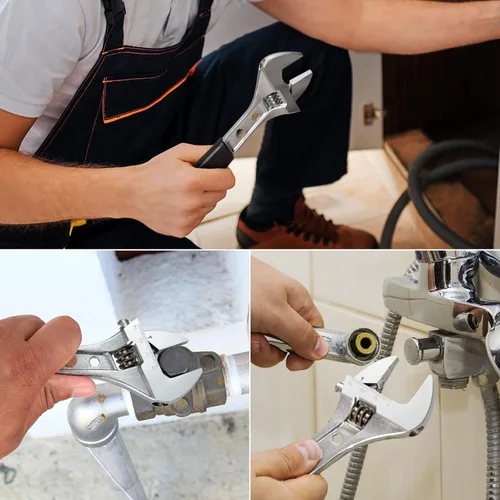 Miniatura 5 de Jetech Llave ajustable de 8 pulgadas con mango de agarre suave, llave de palanca de cambios profesional, apertura de gran calibre, acero al cromo