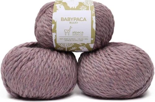 Juego de 3 madejas 100% de lana de alpaca bebé, peso voluminoso, fabricadas en Perú, celestial suave y perfecto para tejer y tejer a ganchillo (lila