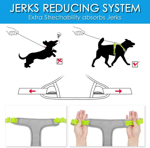 Miniatura 8 de ThinkPet Arnés deportivo transpirable, antitirones para perro, con asa, arnés reflectante y ajustable para perros medianos o grandes, clip trasero