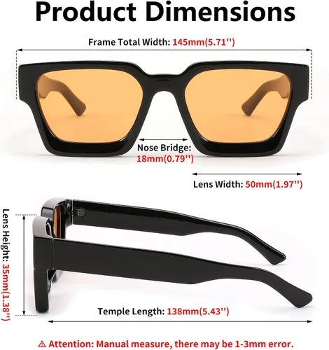Miniatura 13 de FEISEDY Gafas de sol cuadradas retro de los años 90 para mujeres y hombres, gafas de sol rectangulares gruesas de moda con protección UV400 B2385