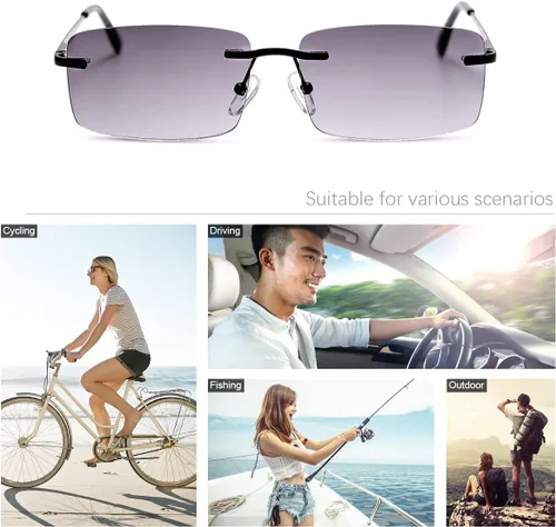 Miniatura 6 de YIMI Anteojos de lectura completos sin montura con protección UV, bisagra de resorte, lentes de sol anti luz azul, para hombres y mujeres, sin