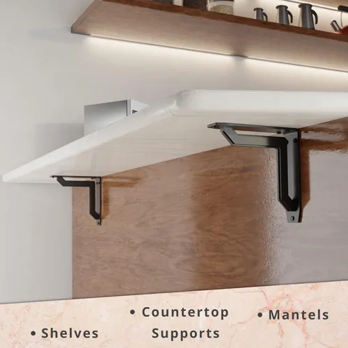Miniatura 108 de Starby Charleston Soportes de acero resistente para repisa de chimenea, estante flotante, soporte de encimera, soldado a mano (paquete de 2)