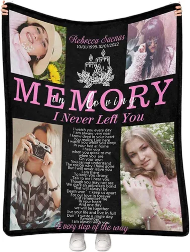 Miniatura 26 de Manta de fotos personalizada, regalos conmemorativos, manta de condolencia y duelo, mantas conmemorativas personalizadas con imagen en memoria