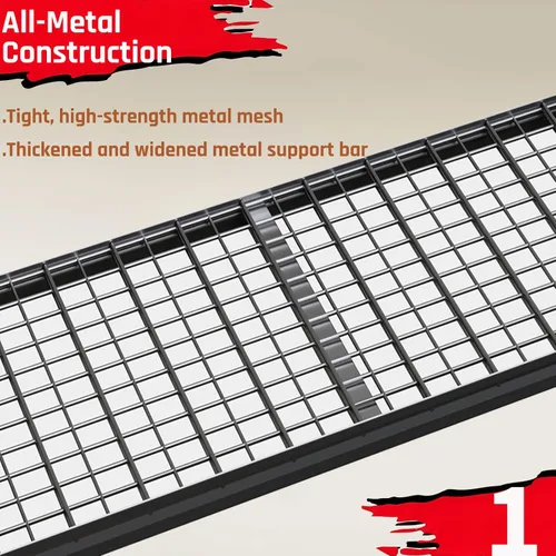 Miniatura 7 de Estantería de garaje resistente de 68 pulgadas de ancho, estantes de almacenamiento profundo de 4 niveles, estantes de garaje de metal negro