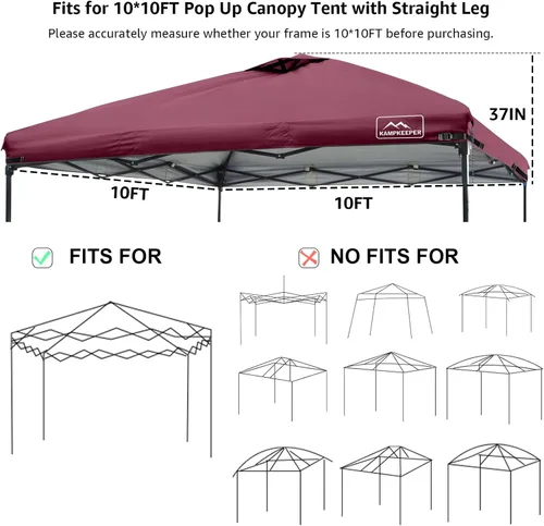 Miniatura 50 de KAMPKEEPER Cubierta de Repuesto Superior para Carpa Toldo Emergente con Ventilación de Aire y Correa Elástica Ajustable, Poliéster Resistente a Azul