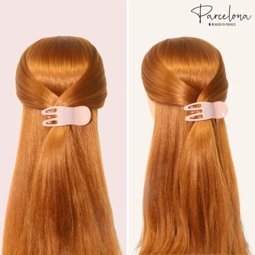 Miniatura 7 de Parcelona French Simply Bear Paw Medium 3 pulgadas Celuloide antideslizante lateral deslizante en la mandíbula Yoga para cabello fino moda