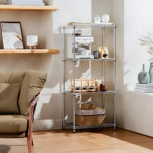 Miniatura 2 de IZEUK Estantes de almacenamiento de metal cromado de 4 niveles, organizador de estantería de alambre ajustable para cocina, baño, hogar, 1000 Cromo